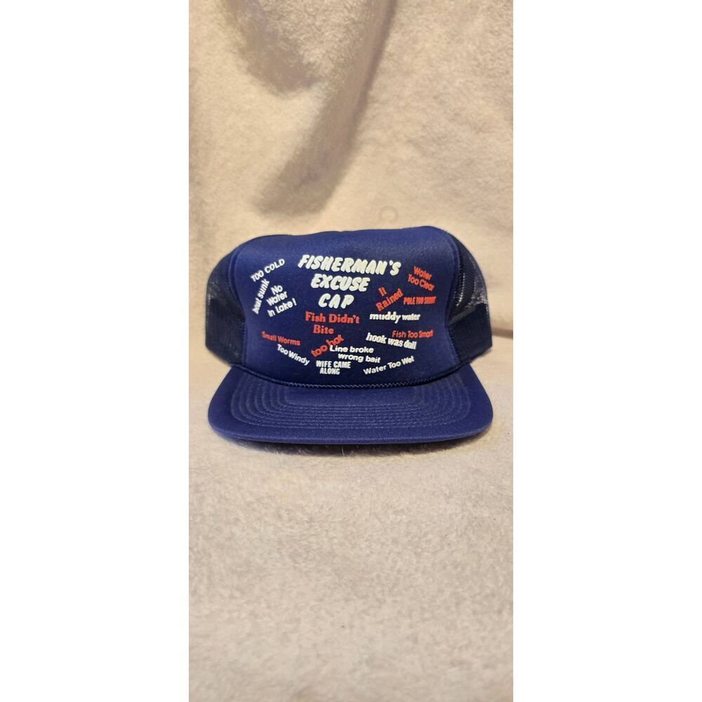 Vintage Fisherman's Excuse Cap Mesh Snapback Trucker Hat Made USA